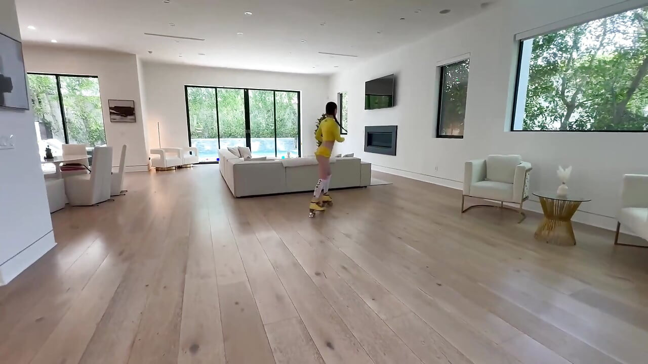 Hairy Bush Teen Railed by Stepdad for Roller Skating in the House