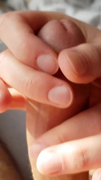 Emotional moment from "Hot Teen Close Up Ruined Handjob With Huge Cum! POV!"