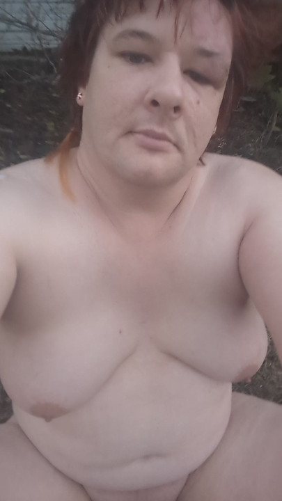 Naked trans girl outside