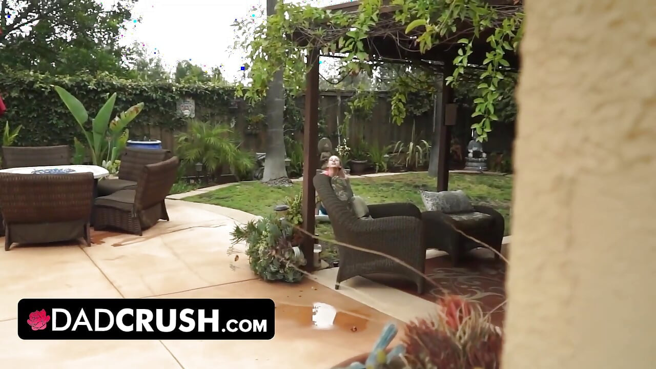 DadCrush - Sexy fit babe lets her stepdad move her panties and finger fuck her outdoors by the pool