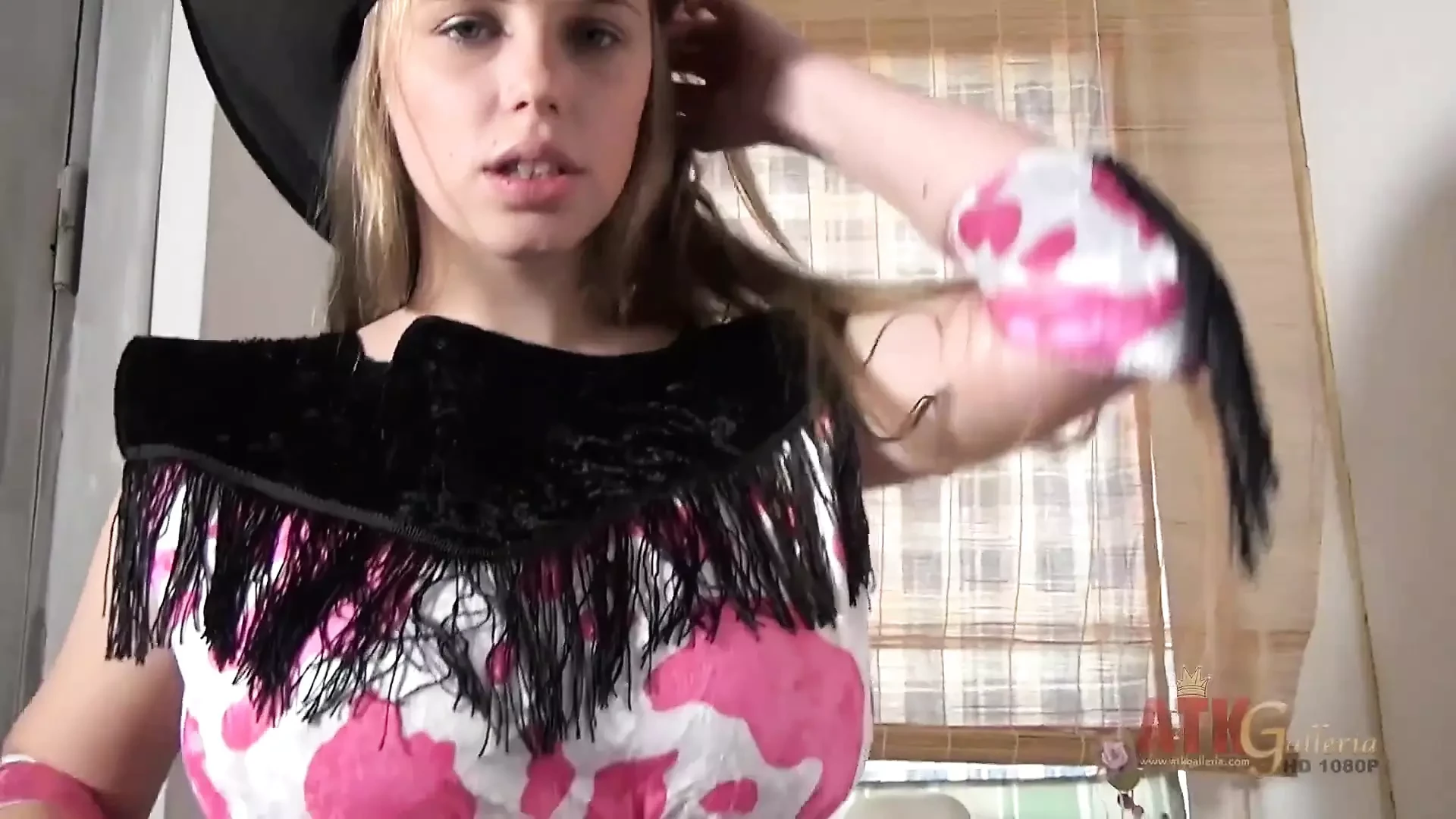 Busty teen playing with pussy