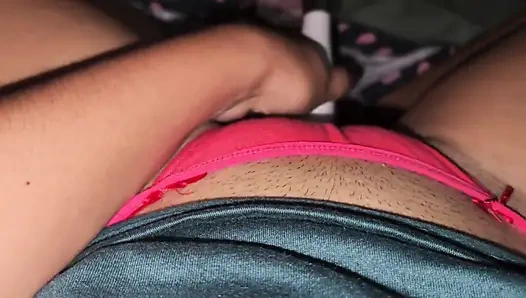 Teen fingers wet pussy in the middle of the night