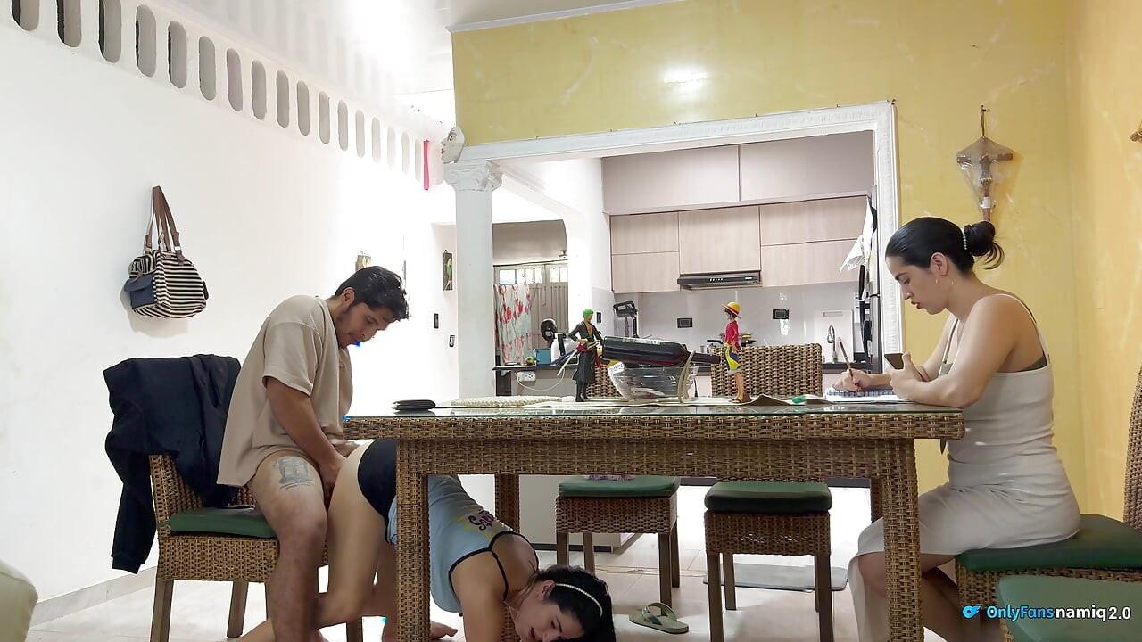 I fuck my girlfriend's daughter 18+ at the table while she doesn't see us!