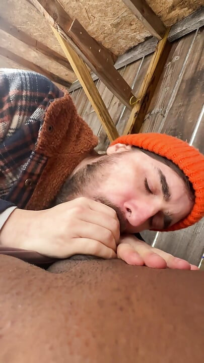 Hired Hauler Seduced by Hung Trans Girl for Bareback Woodshed Fuck - Vanniall Interracial POV Blowjob Anal