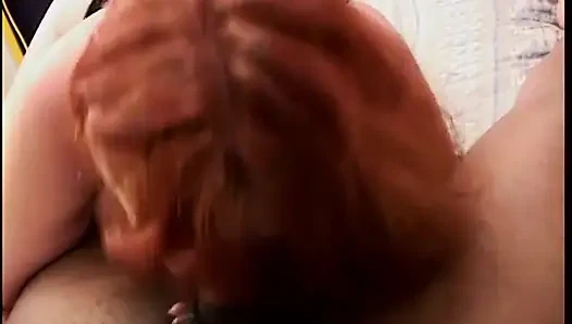 Guy gets wild BJ from chunky old broad in his room