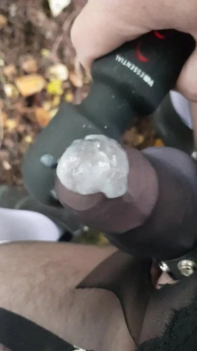 Cum through nylon sheath outdoor