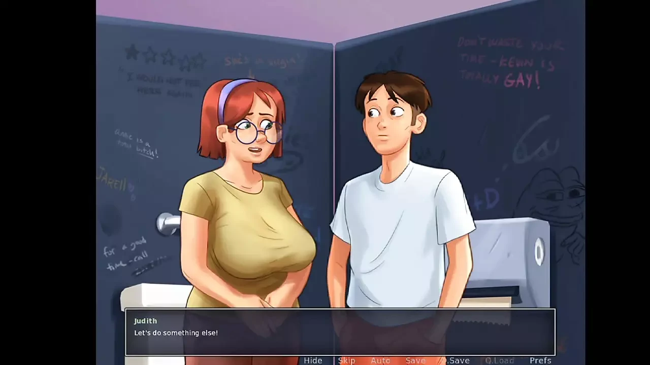 Summertime Saga 第13部分 - 他射在他女友的巨乳上