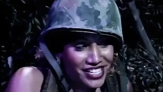 Sexy black lesbians threesome pussy dildo penetrated