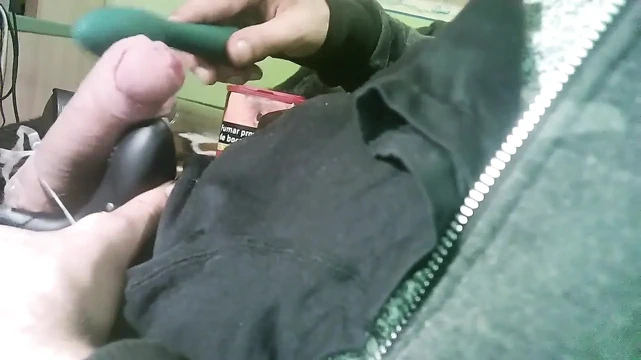Double Toy Vibrating at the Tip Until Ejaculation