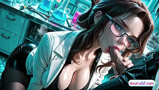 Big tits scientist AI babe gets pounded in a chaotic lab