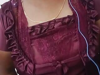 タミル語の女の子が積ハードで彼女のナイトドレスとザーメン
