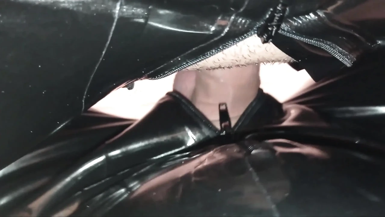 The Slave All in Latex Had to Take Good Care of Me, Until My Orgasm and His Cumshot. 3 Angle