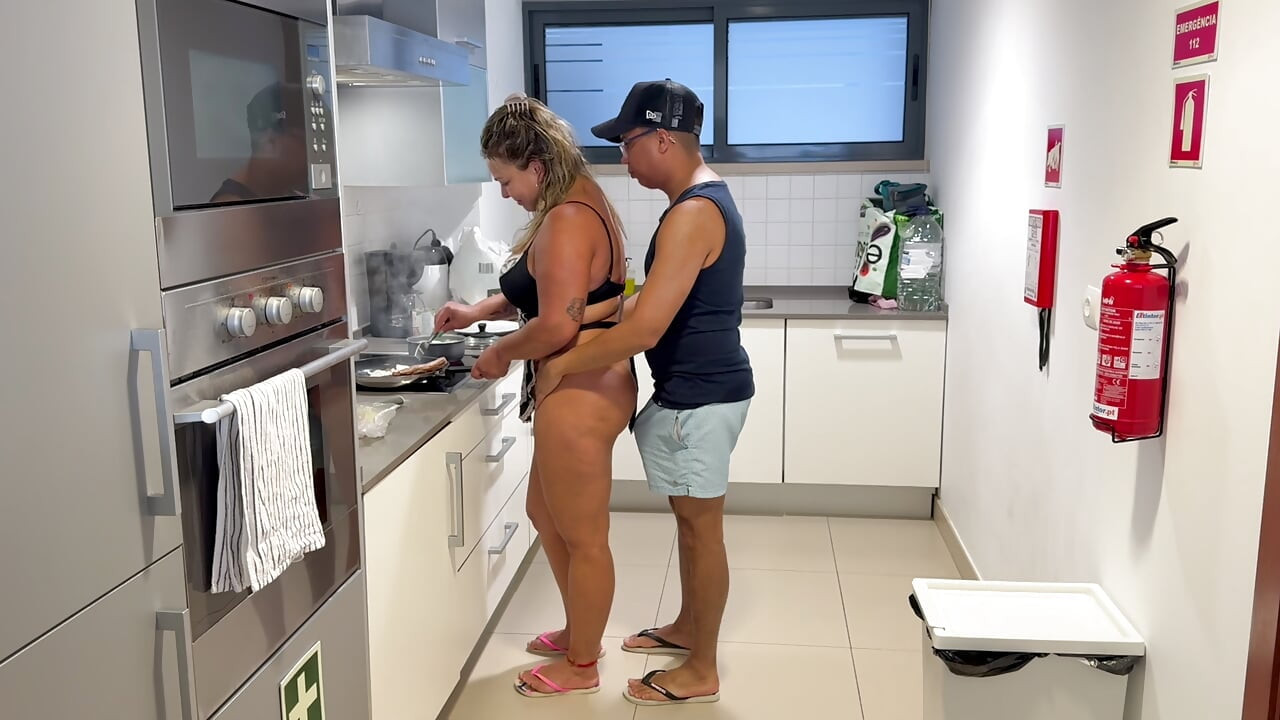 I devour my slutty stepmother while she's making me dinner.