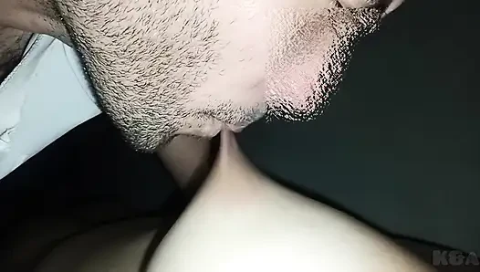 My husband plays and sucks my swollen nipples, I am warmed by the rich sounds he makes when he licks my juicy tits