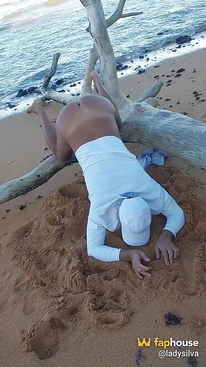 Naked Ladysilva on the Beach Showing off Her Sexy Tanned Ass