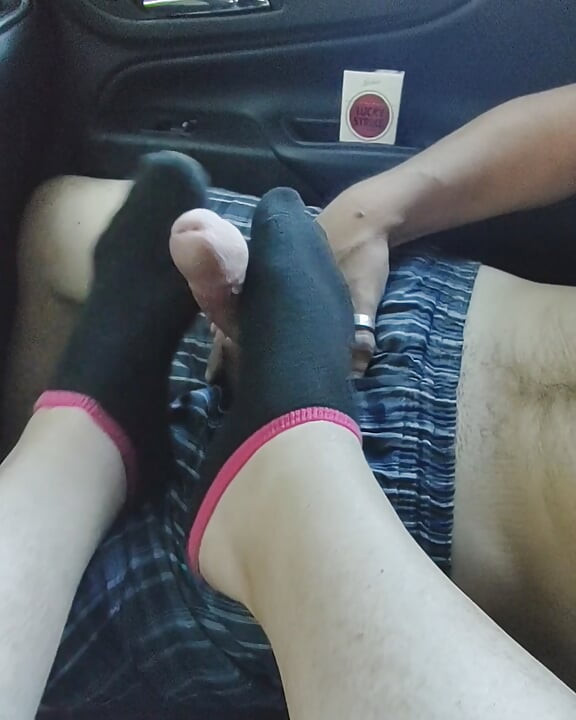 Public Footjob Sockjob With Black Girls' Ankle Socks - Cum On Socks