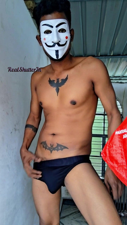 Hard cock in black briefs