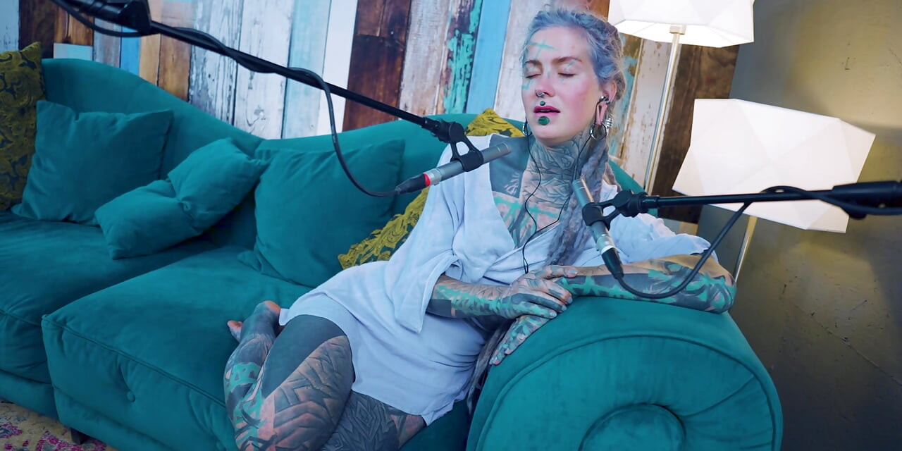 I talk about F - Fear - ASMR podcast SFW talking goth skinny girl dreadlocks tattoo model inked girl