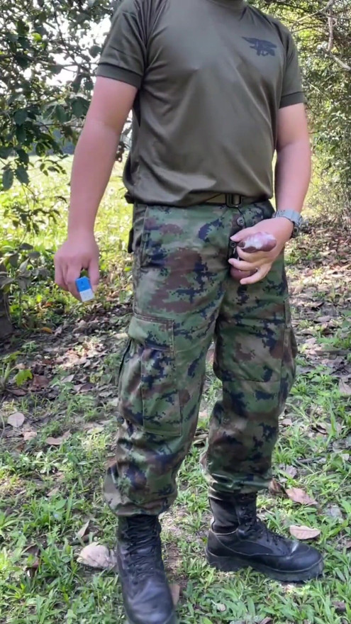 Solider Jerks Off & Cums at Work | Clip 1