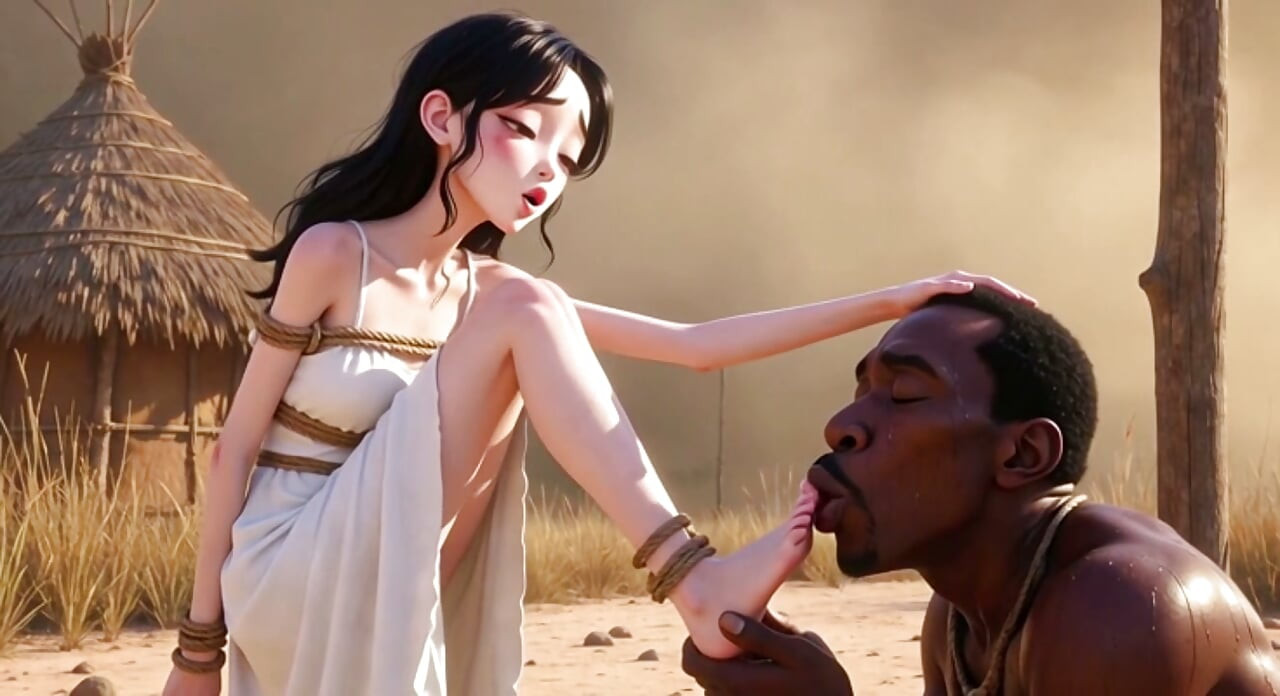 White Woman Tied in Africa - African Man Licking Her Feet