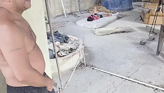 Evimin terasında yatakta seks yaptım