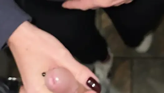 Real milf practices raunchy foreplay in bar toilets