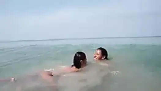 Lesbian fun at the beach