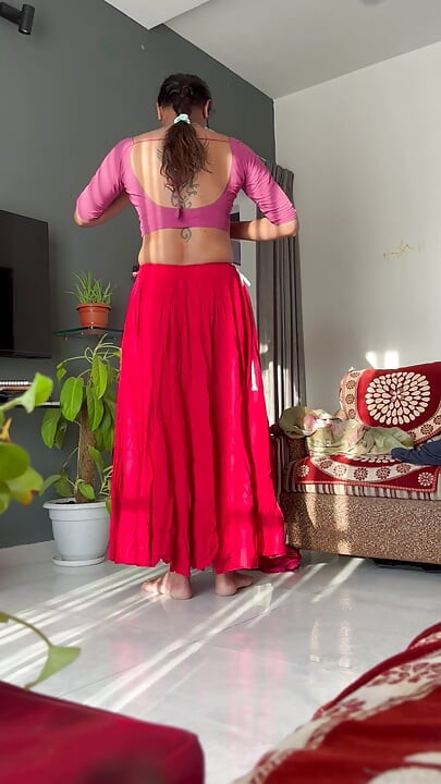 Indian transformation wearing hot saree