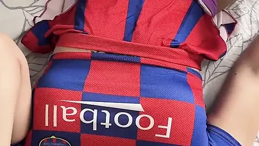 Hot Cheerleader with a Big Ass Fucks Two Cocks