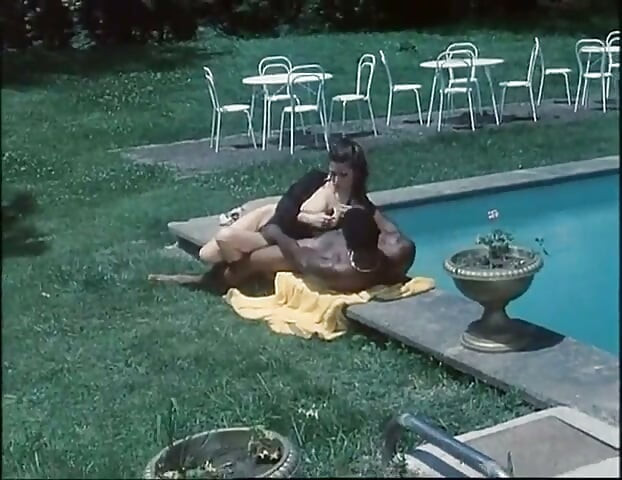 Schwarz-weiß-schwanz lutschen muschi, ficken, sex, party im garten