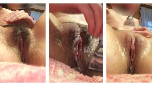 女孩刮她的阴户，剃光的阴户特写。俄罗斯毛茸茸的阴户，未刮阴户