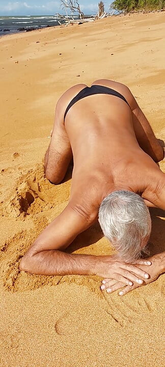 Ladysilva on the beach in panties showing off her hot ass