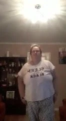 granny showing off in her living room