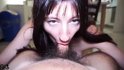 Pregnant Girl Blows Hairy Cock but She Wasn't Ready to Swallow!