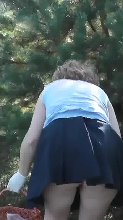 Epic moment from "MILF sexy blonde came to forest to pick mushrooms and forgot to wear panties. No panties under skirt."