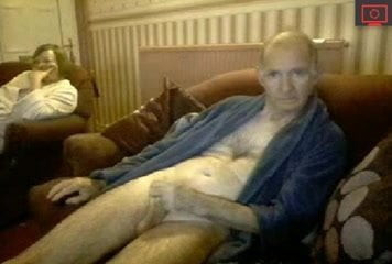 old man jerking his big dick