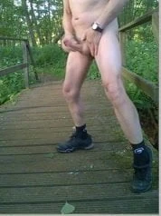 my public outdoor fully naked cumshot in the wood