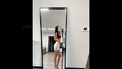 Sultry Chinese Goddess with Hairy Pussy Gets Naked and Teased in Front of the Mirror - a Must-see