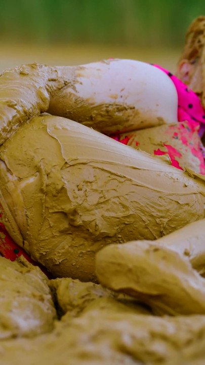 Emotional moment from "Orgasm in lake of mud - masturbating in clay"