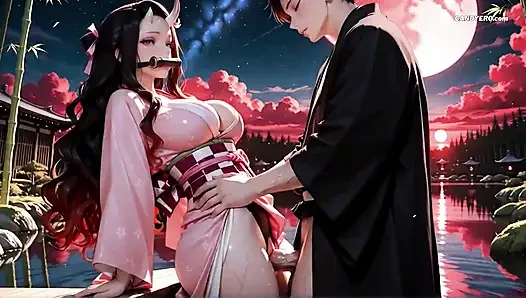 AI-generierter nezuko wird dämonisch in aller position gefickt (demon slayer)