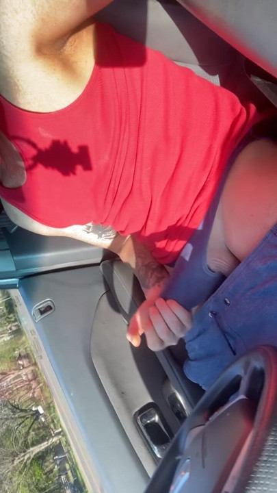 Playing with my cock in my car