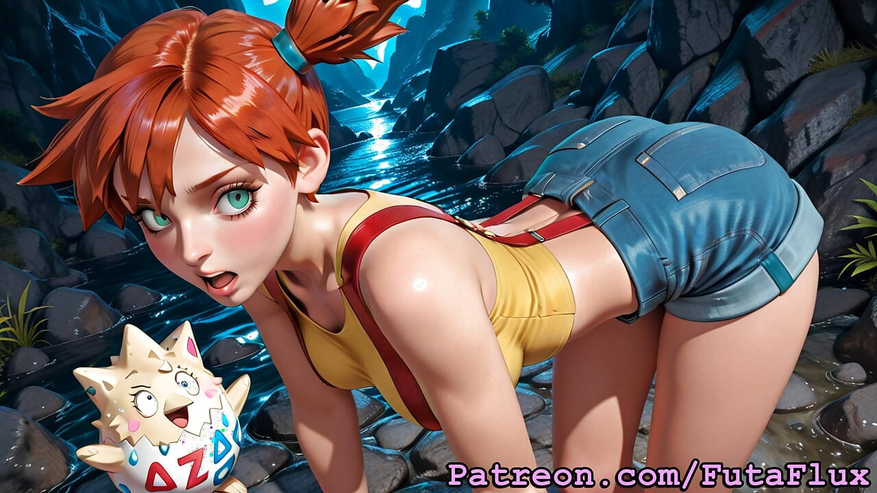 Футанари Мисти от Pokemon - Мастурбация, Изпразвания, Самосмучене
