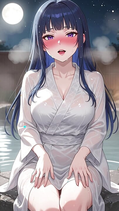 So horny she didn't make it to bed: Hinata fucks her friend in the hot tub - AI-generated content