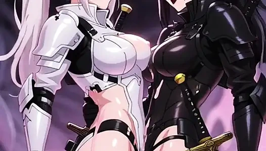 Two anime space knights, in a spaceship full of slime