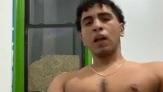 Active Arab Lad Waks Big Circumcised Cock