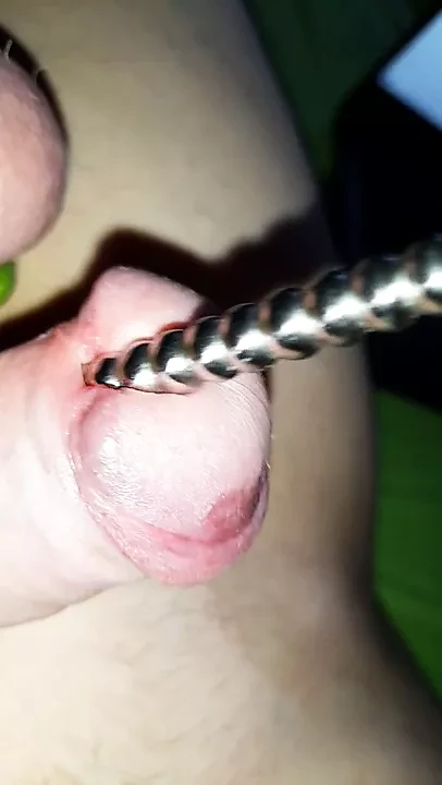 Upclose sounding with precum.
