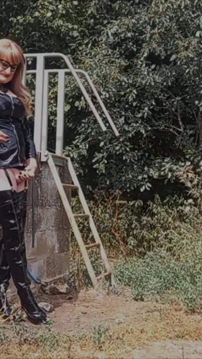 Stunning moment from "Crossdresser Wanking Outdoors, Squirting Milk, Pissing"