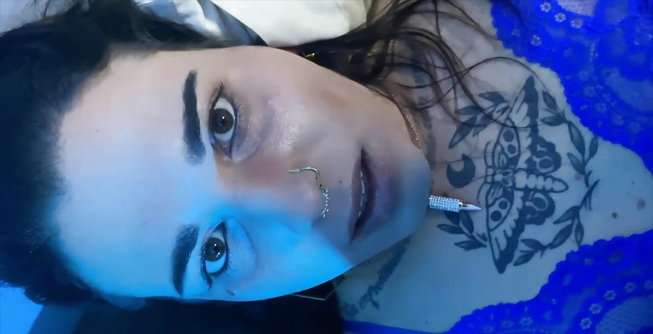 I was jerking off lying on the bed in lingerie and blue high heels