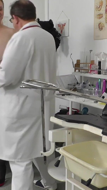 Voyeur doctor secretly films chubby mommy on her gyno exam | Clip 1