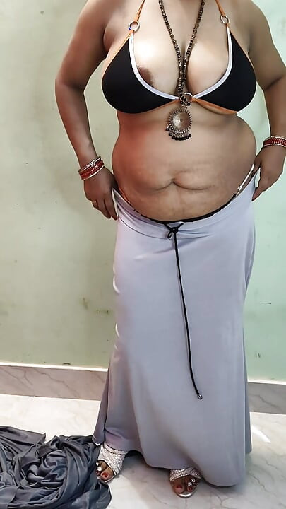 Indian bbw wife Saree blouse peticot nude dance